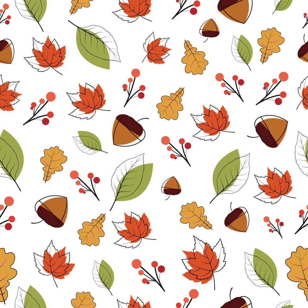 conception de motifs floraux harmonieux vectoriels élégants et tendance de feuilles de couleur d'automne tropical vecteur