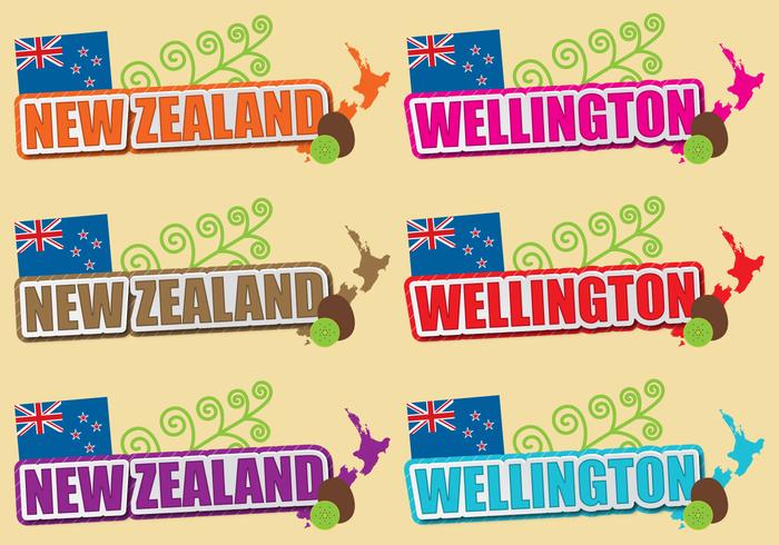 Titres de Nouvelle-Zélande et Wellington vecteur