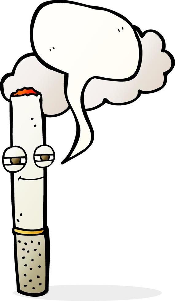 dessin animé heureux cigarette avec bulle de dialogue vecteur