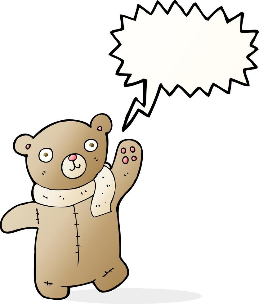 ours en peluche dessin animé mignon avec bulle de dialogue vecteur