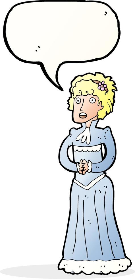 dessin animé femme victorienne choquée avec bulle de dialogue vecteur