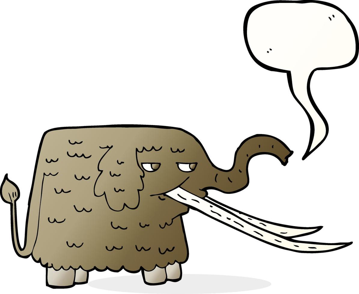dessin animé mammouth laineux avec bulle de dialogue vecteur