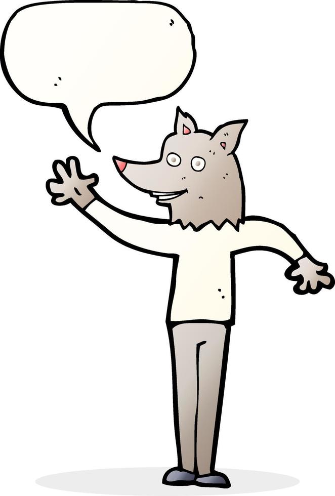 dessin animé agitant l'homme loup avec bulle de dialogue vecteur