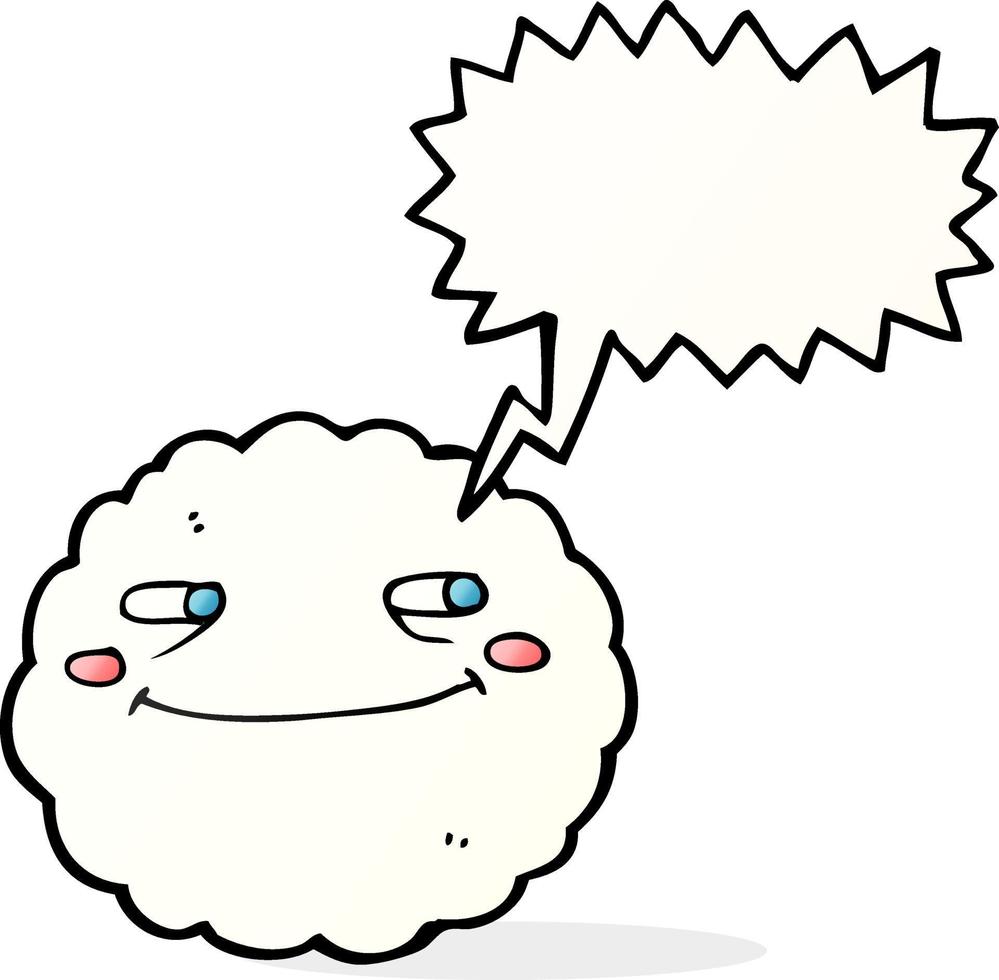 nuage heureux de dessin animé avec bulle de dialogue vecteur