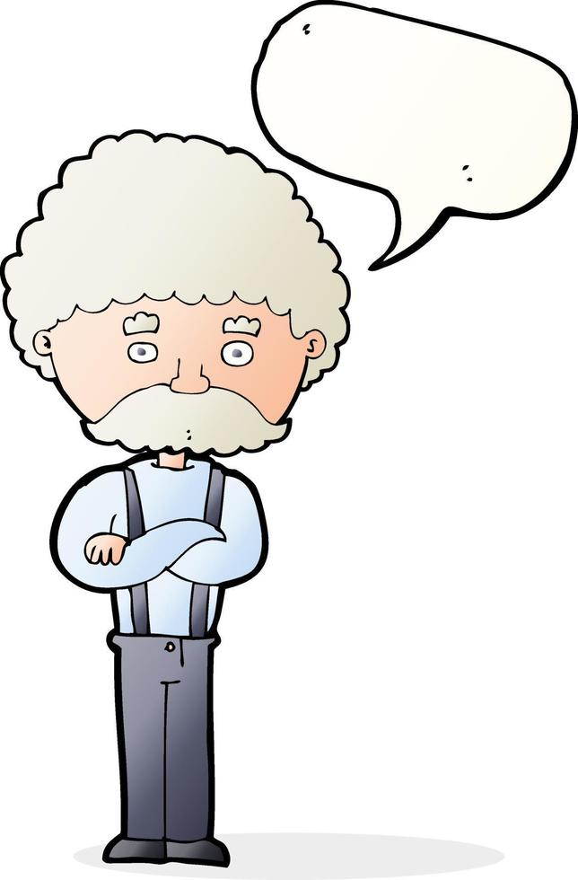 dessin animé vieil homme avec bulle de dialogue vecteur