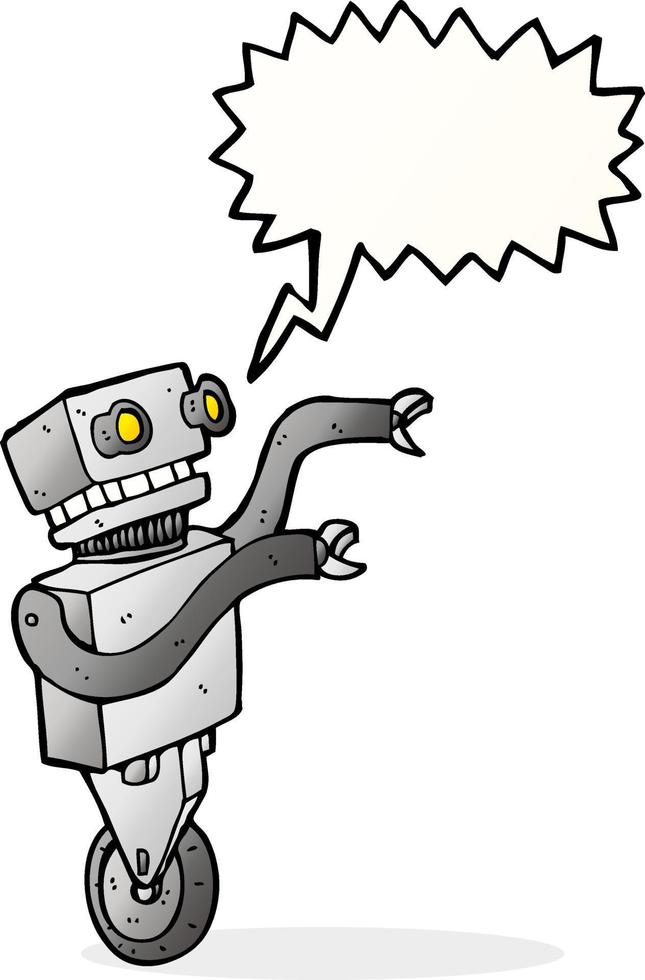 robot drôle de dessin animé avec bulle de dialogue vecteur