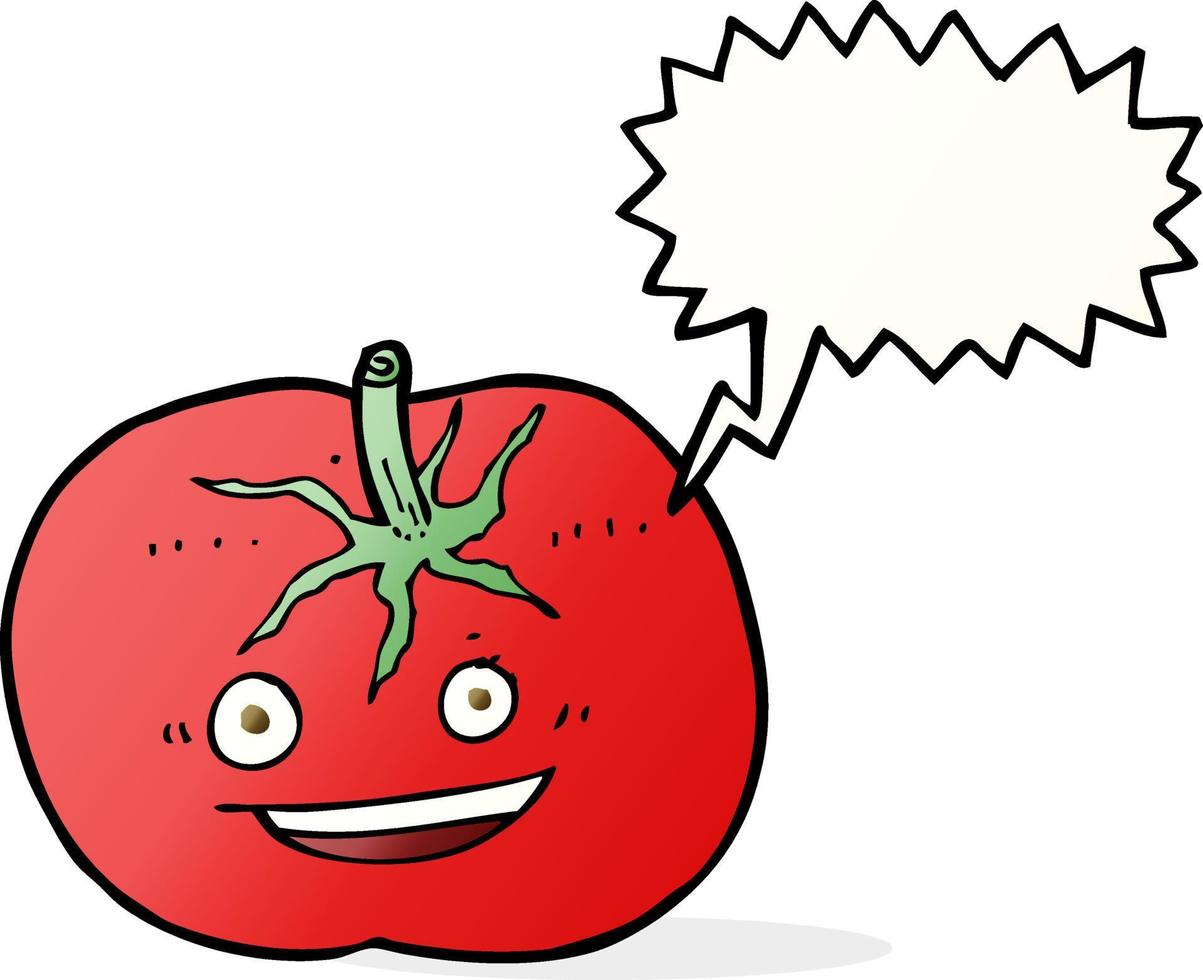 tomate de dessin animé avec bulle de dialogue vecteur