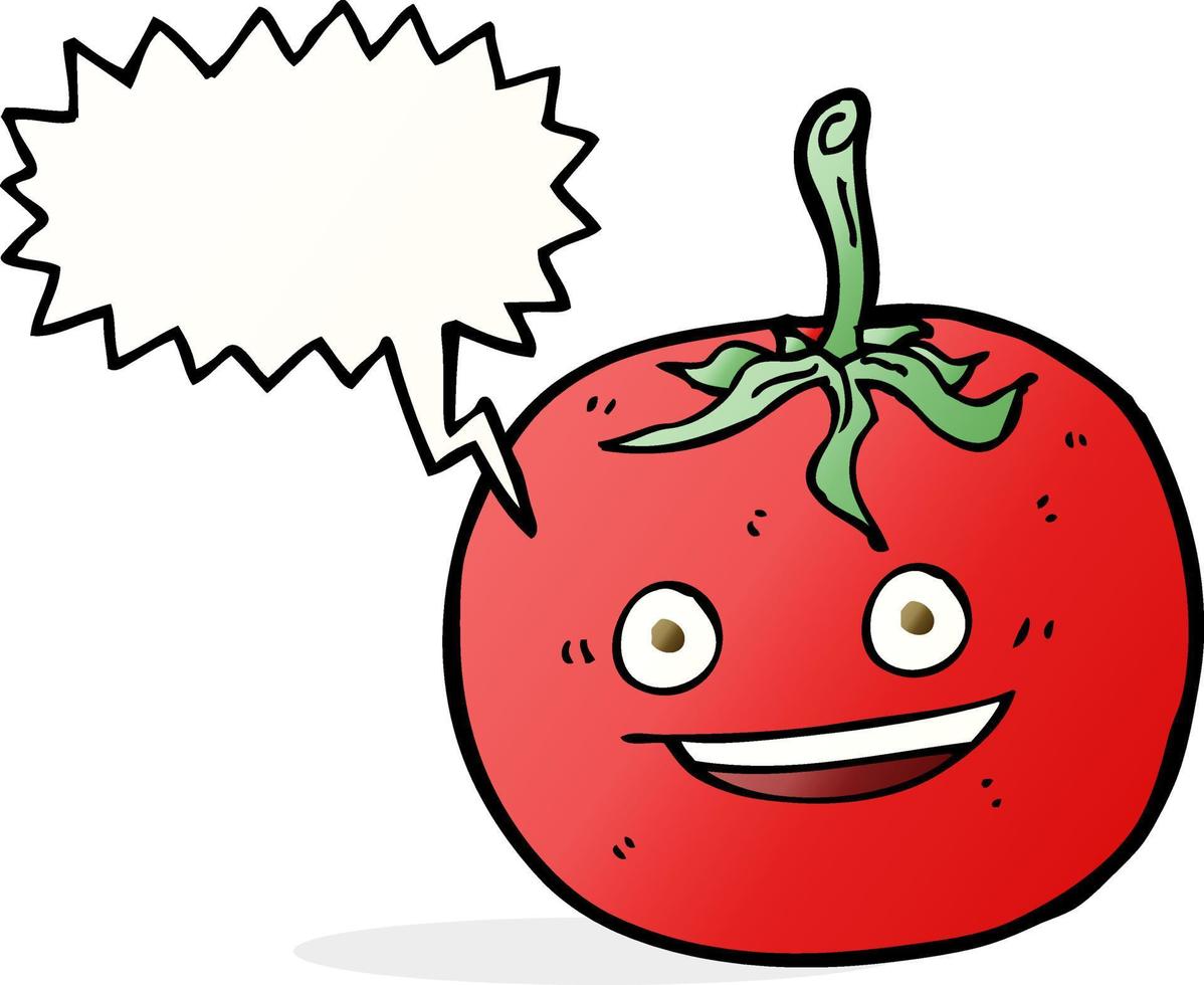 tomate de dessin animé avec bulle de dialogue vecteur