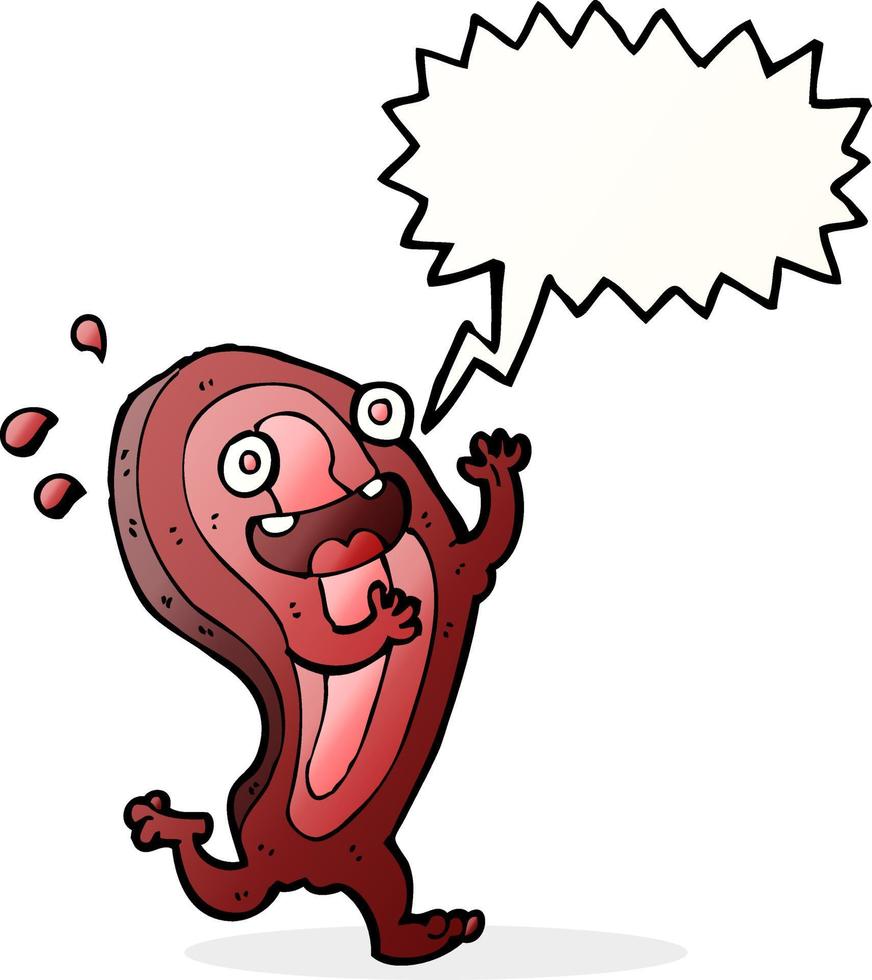 personnage de dessin animé de viande avec bulle de dialogue vecteur