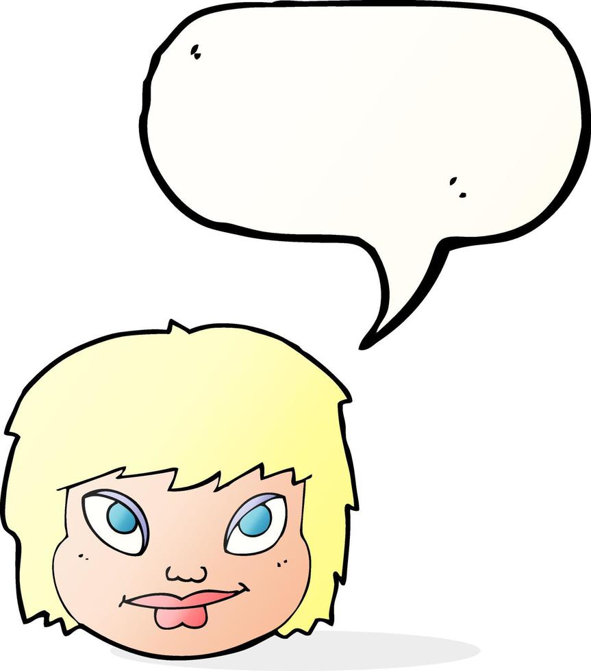 visage féminin de dessin animé avec bulle de dialogue vecteur