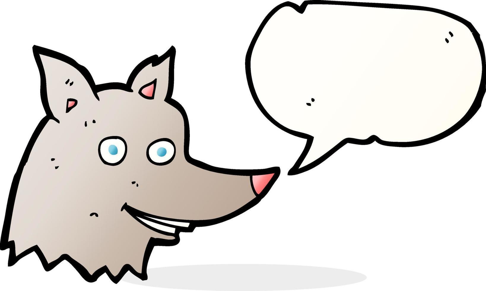 tête de loup de dessin animé avec bulle de dialogue vecteur