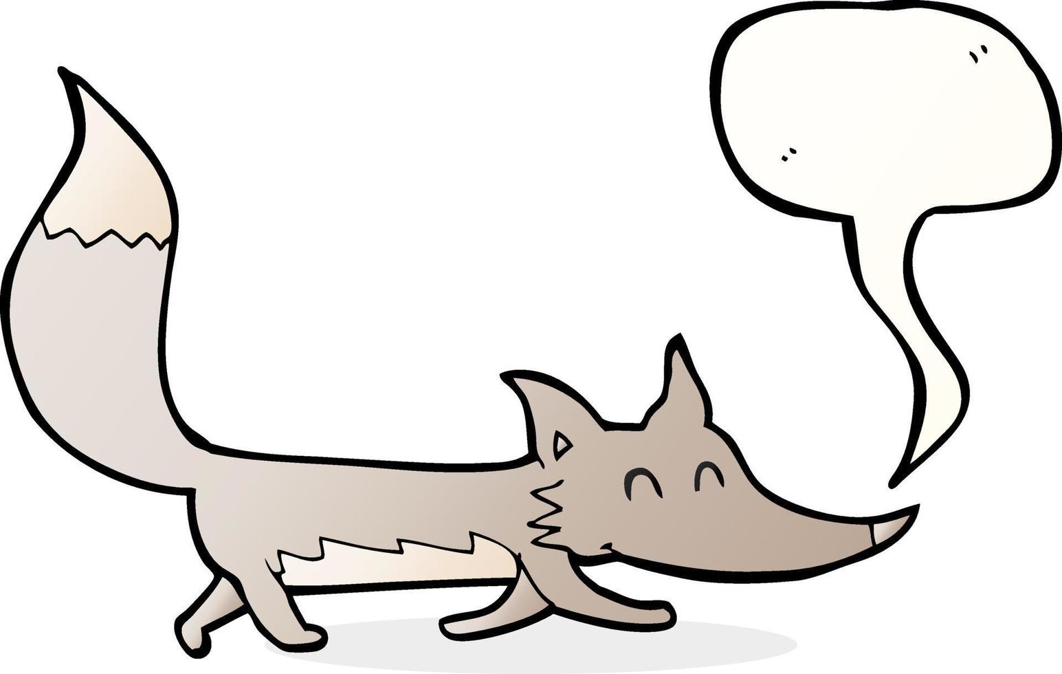 dessin animé petit loup avec bulle de dialogue vecteur
