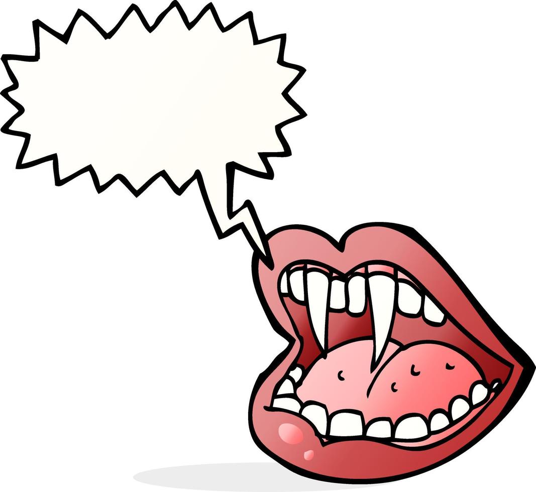 bouche de vampire de dessin animé avec bulle de dialogue vecteur