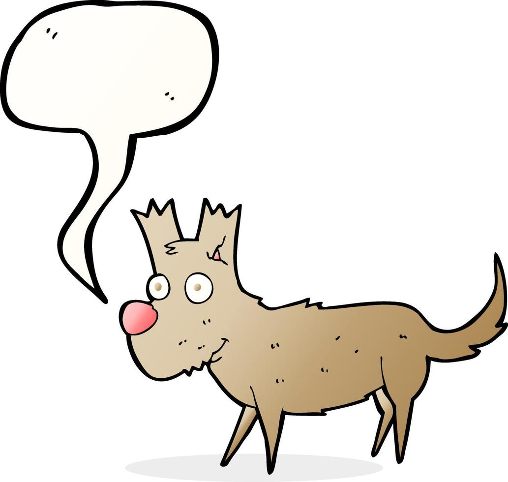 dessin animé mignon petit chien avec bulle de dialogue vecteur