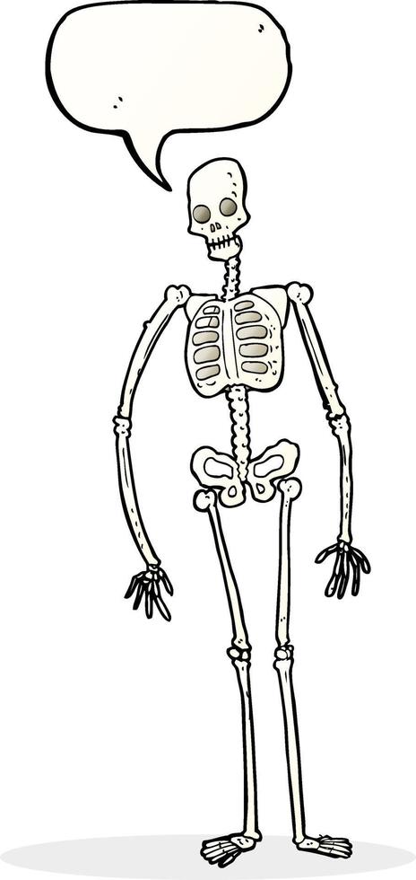 squelette effrayant de dessin animé avec bulle de dialogue vecteur