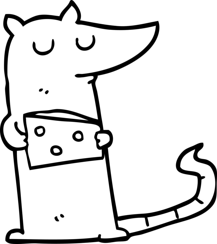 souris de dessin animé avec du fromage vecteur