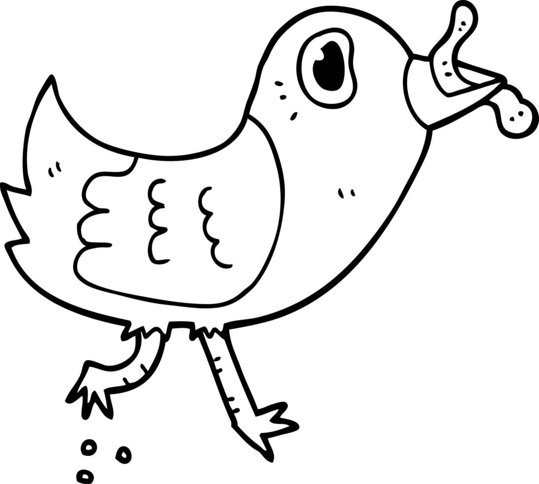 oiseau de dessin animé avec ver vecteur