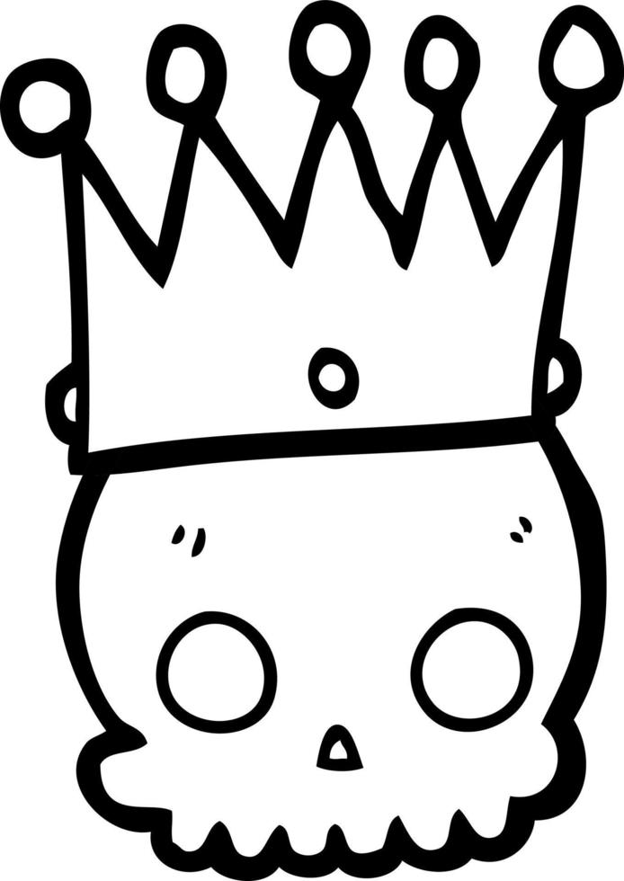 crâne de dessin animé avec couronne vecteur
