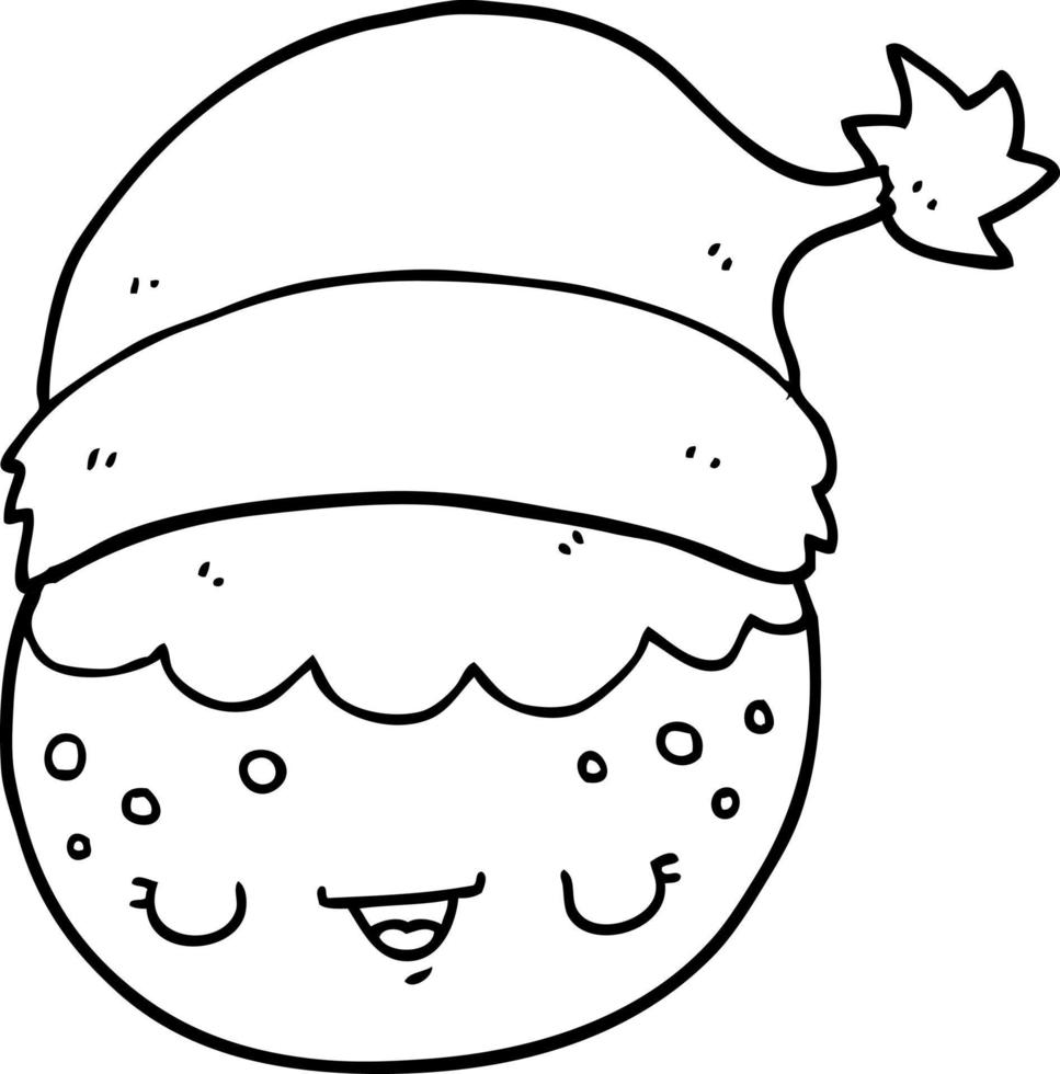 pudding de noël dessin animé portant bonnet de noel vecteur