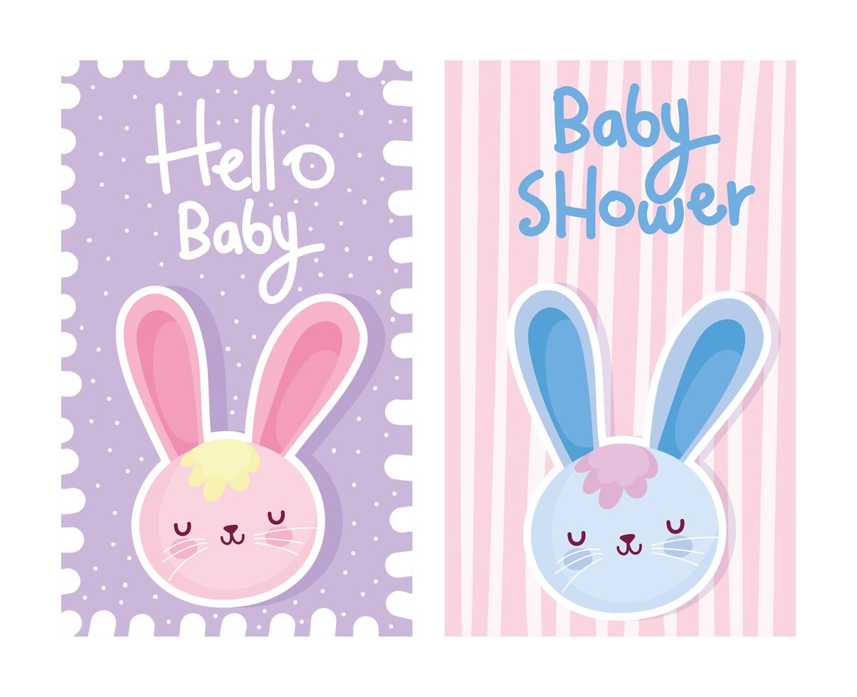 modèles de cartes de billets pour bébés lapins vecteur