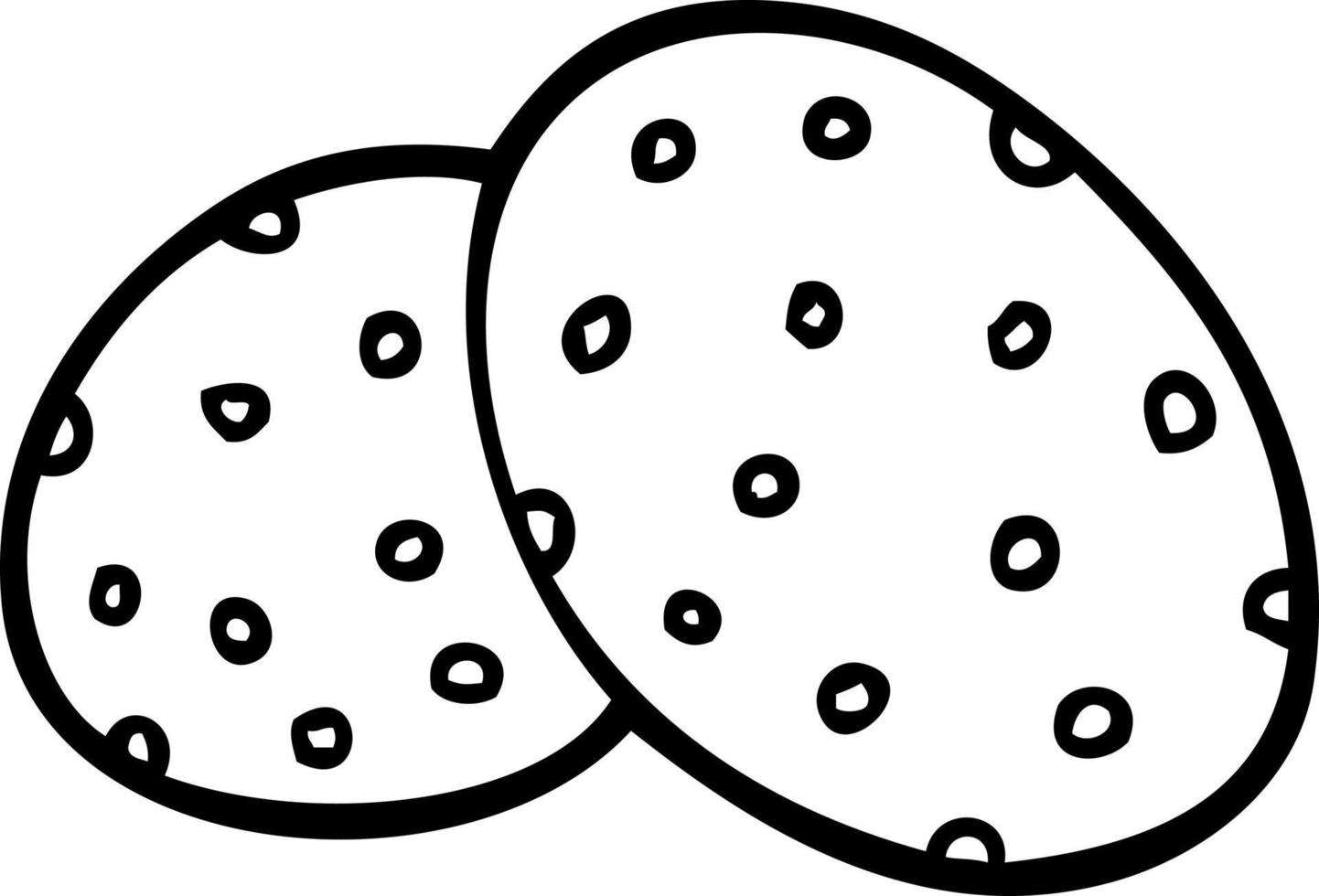 deux gros biscuits de dessin animé de dessin au trait vecteur