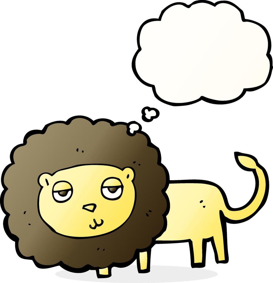 lion de dessin animé avec bulle de pensée vecteur