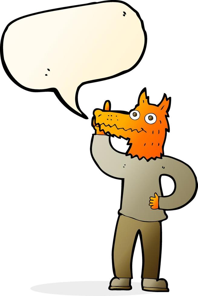 dessin animé renard homme avec idée avec bulle de dialogue vecteur