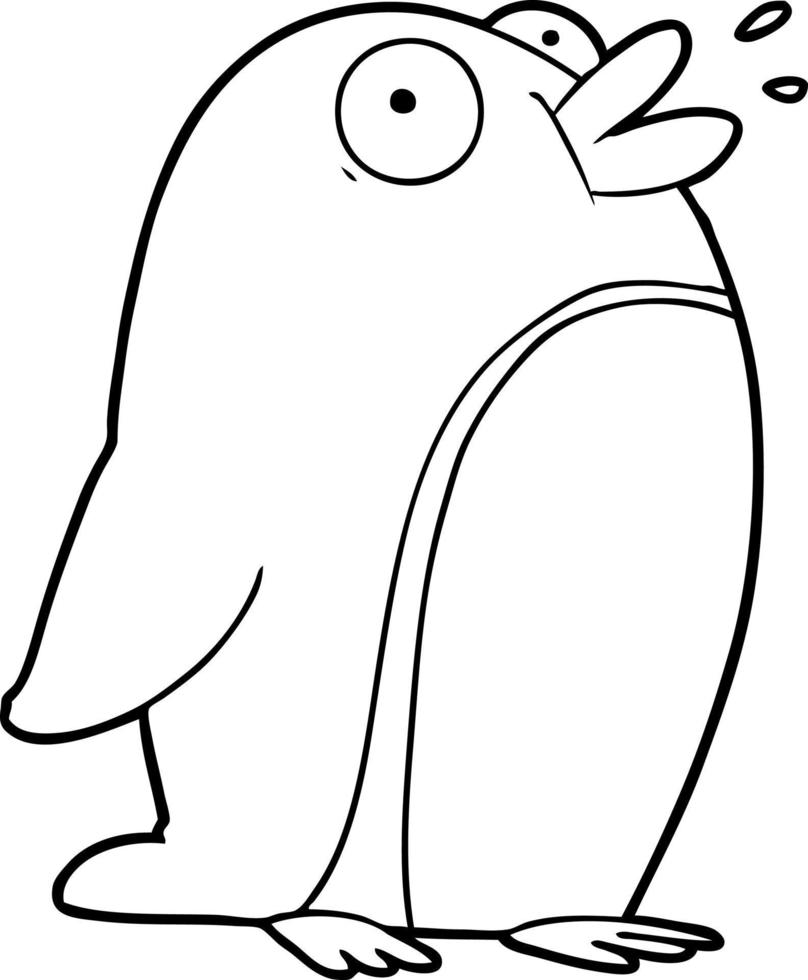 dessin animé dessin au trait pingouin vecteur