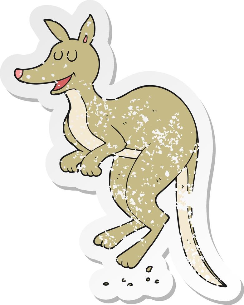 autocollant rétro en détresse d'un kangourou de dessin animé vecteur