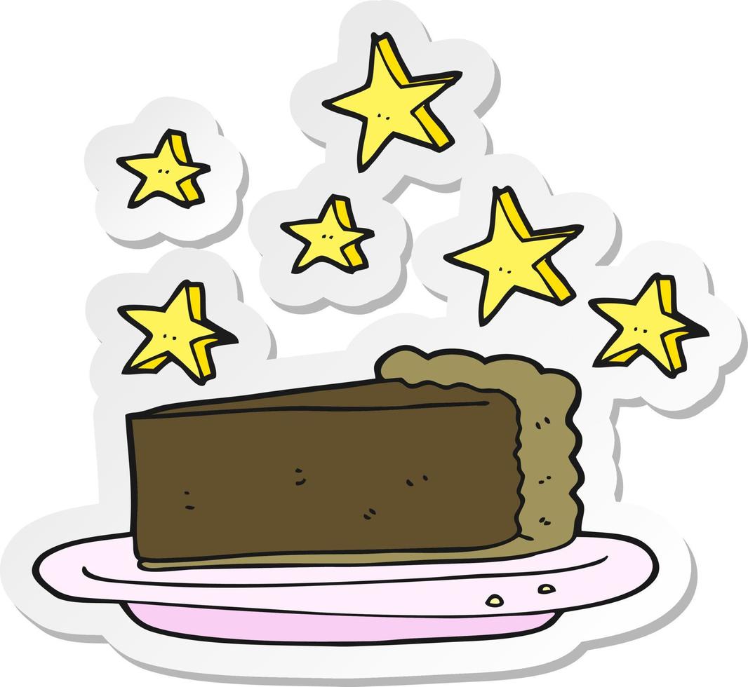 autocollant d'un gâteau au chocolat de dessin animé vecteur