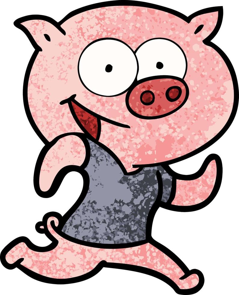 dessin animé joyeux cochon exerçant vecteur