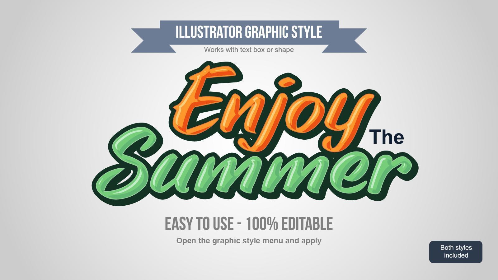 styles de texte d'été de dessin animé ludique orange et vert vecteur