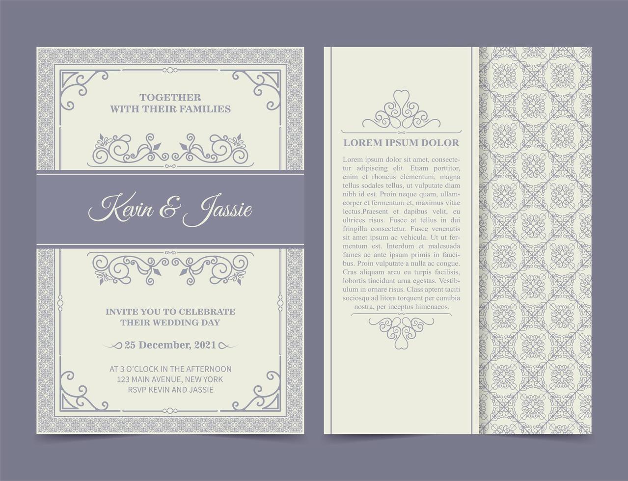 carte d'invitation de style vintage pastel vecteur