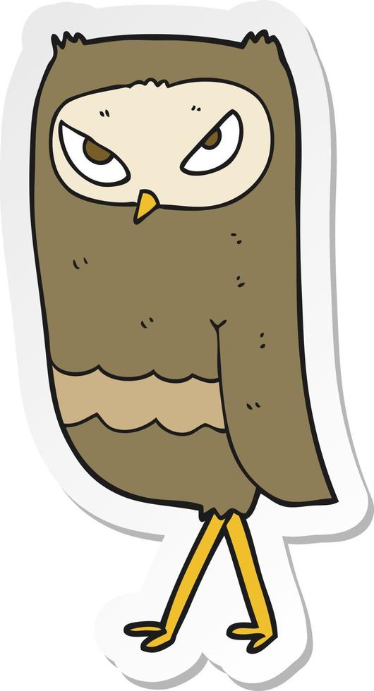 autocollant d'un hibou de bande dessinée vecteur