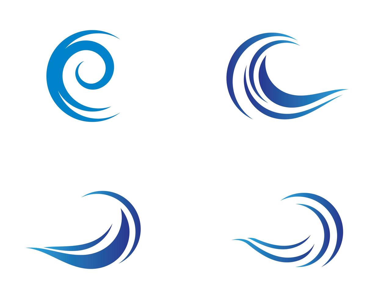 jeu d'icônes de symbole de vague vecteur