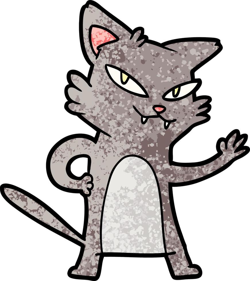 chat de dessin animé heureux agitant vecteur