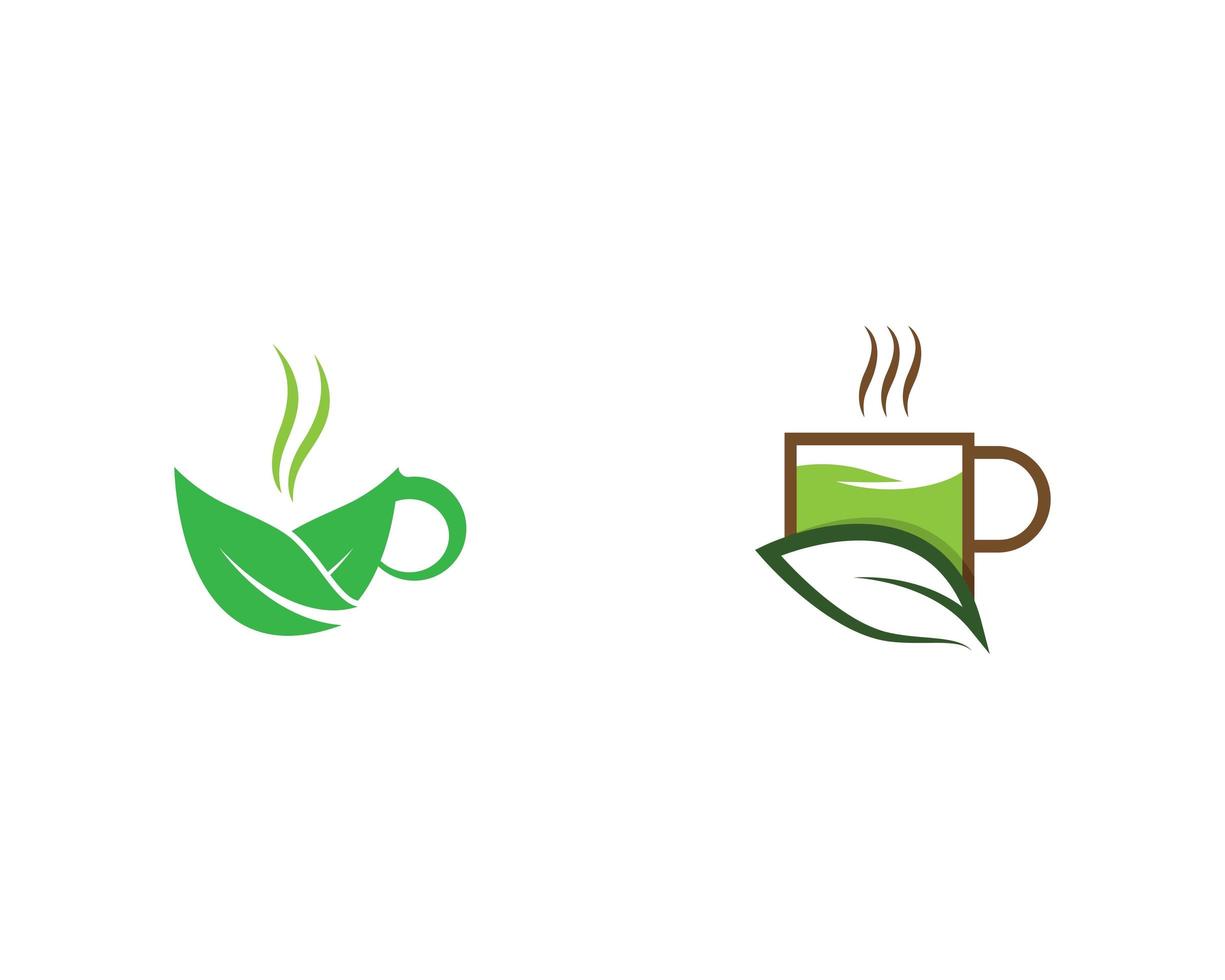 jeu d'icônes logo thé vert vecteur