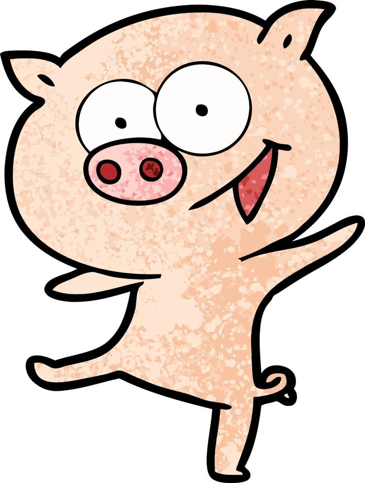 dessin animé joyeux cochon dansant vecteur