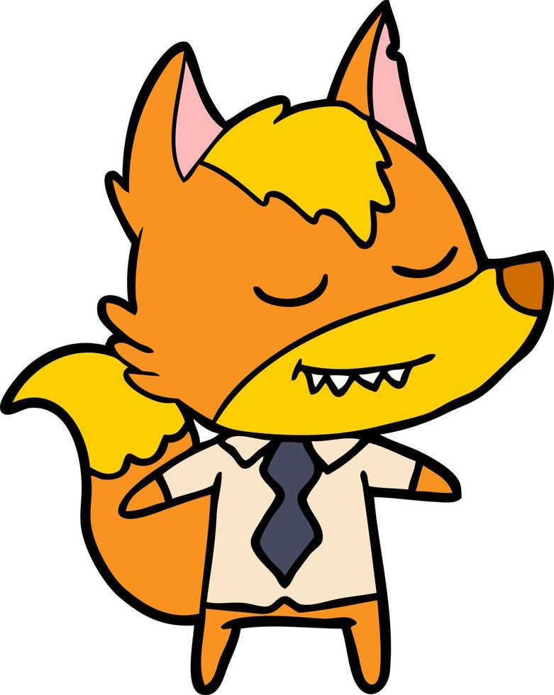 personnage de dessin animé renard employé de bureau vecteur