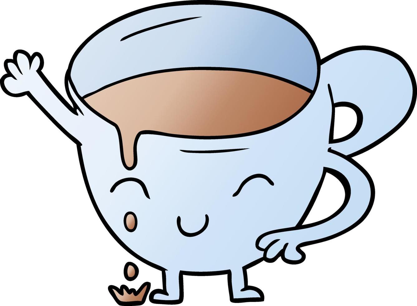 tasse de thé renversée de dessin animé vecteur