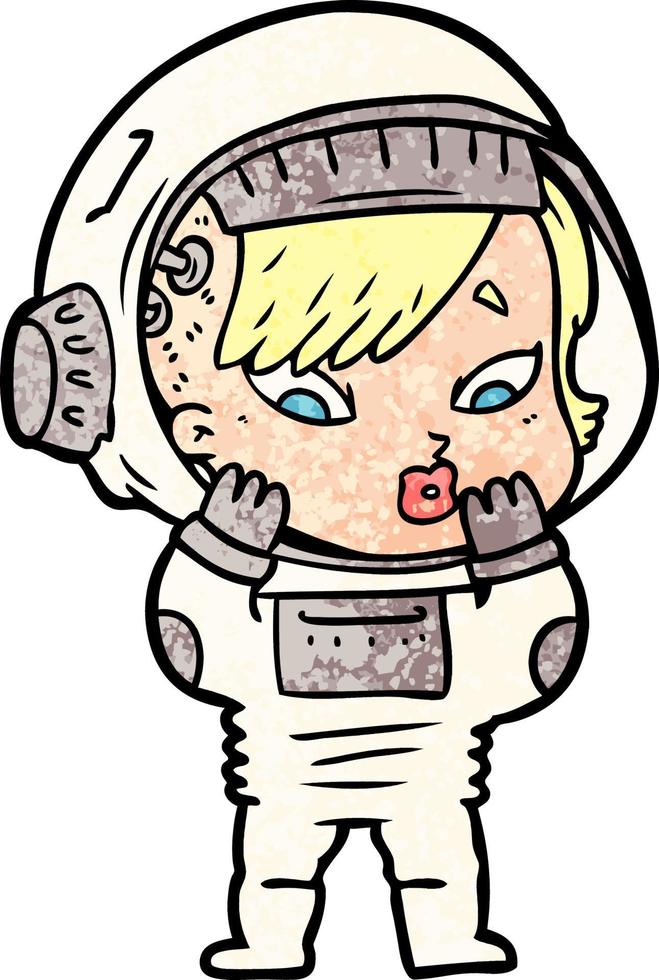 femme astronaute de dessin animé vecteur