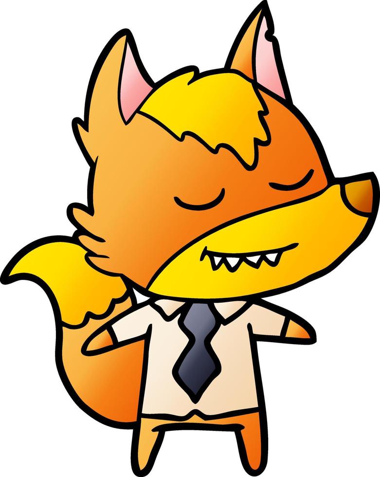 personnage de dessin animé renard employé de bureau vecteur