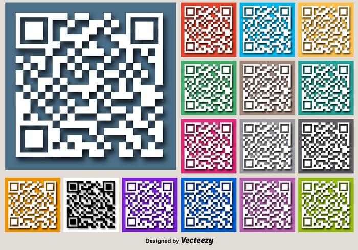 Couleur pour les boutons vectoriels RFID de l'icône du code QR blanc vecteur