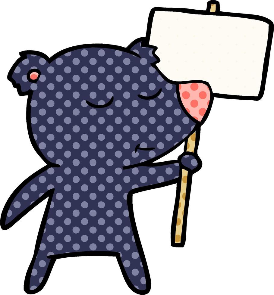 personnage de dessin animé d'ours avec signe de protestation vecteur