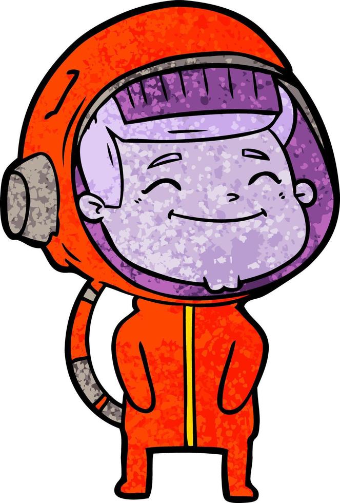 heureux, dessin animé, astronaute vecteur