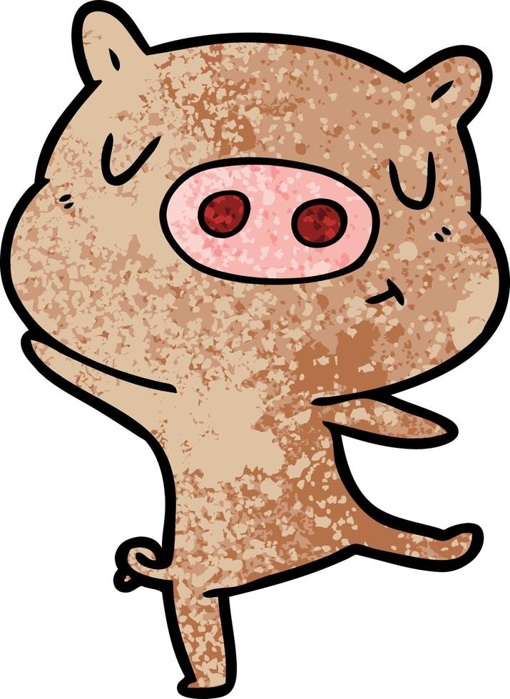 dessin animé cochon qui danse vecteur