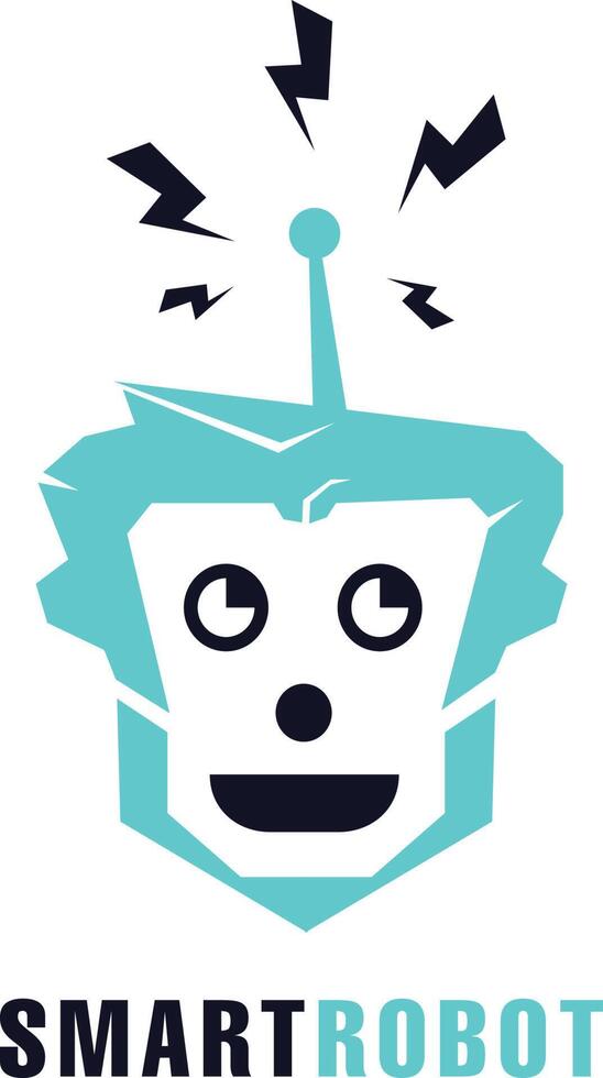 création de logo vectoriel de mascotte de robot. conception de vecteur de technologie futuriste. illustration de vecteur de dessin animé.