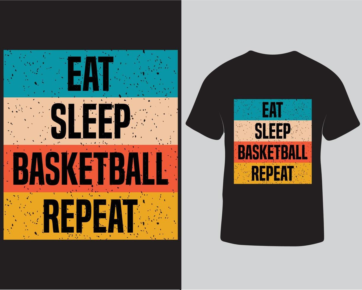 conception de t-shirt de basket-ball de sport. manger dormir basket-ball répéter la conception de t-shirt vectoriel de typographie. modèle de conception de t-shirt amateur de sport. conception de t-shirt de sport pour joueur amateur de basket-ball téléchargement gratuit