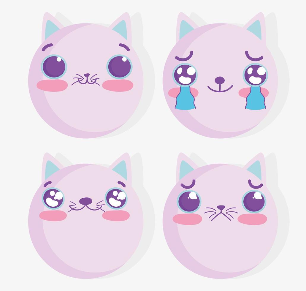 ensemble d'emoji chat kawaii vecteur
