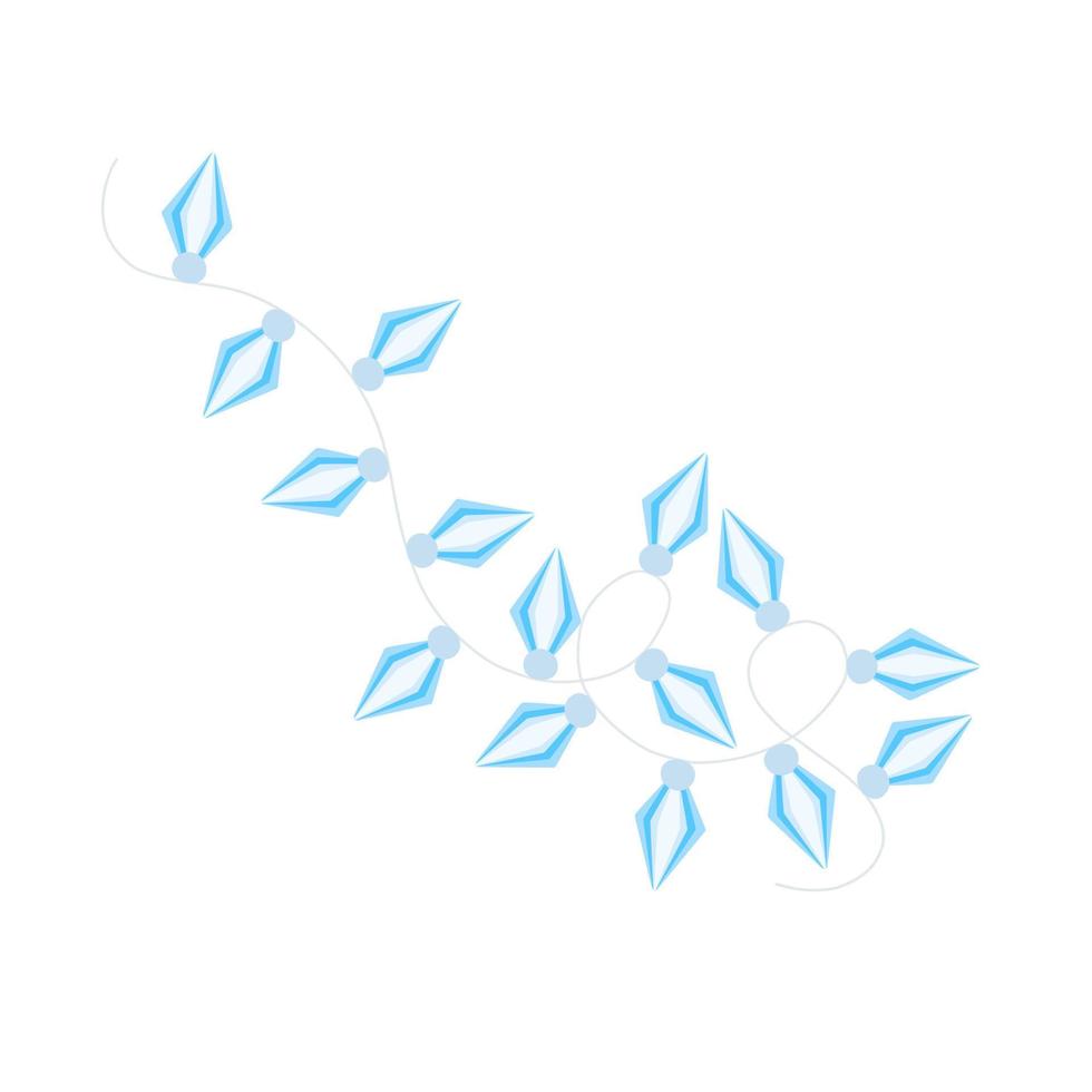 lumières bleues colorées de noël guirlande de cordes bouclées doodle simple illustration vectorielle dessinée à la main, image de style plat pour les vacances d'hiver du nouvel an, conception d'événements d'anniversaire vecteur